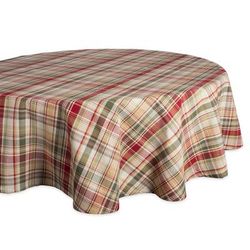 Give Thanks Plaid Tablecloth 70 Round by DII in Tan