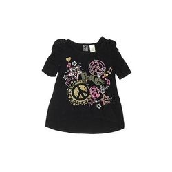 Pogo Club of NY Short Sleeve T-Shirt: Black Floral Motif Tops - Kids Girl's Size 7