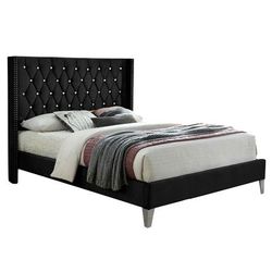 Better Home Products Alexa Velvet Upholstered Queen Platform Bed in Black - Better Home Products Alexa-50-Blk