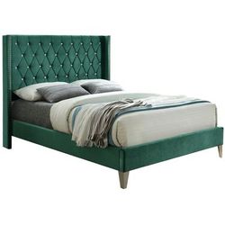 Better Home Products Alexa Velvet Upholstered Queen Platform Bed in Green - Better Home Products Alexa-50-Green