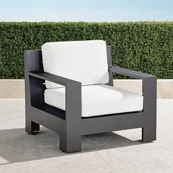 St. Kitts Lounge Chair with Cushions in Matte Black Aluminum - Standard, Frida Leaf Indigo - Frontgate