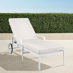 Grayson Chaise Lounge with Cushions in White Finish - Standard, Belle Damask Indigo - Frontgate