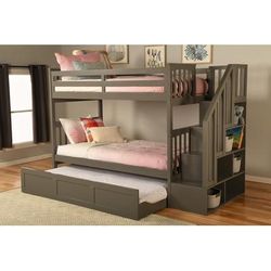 Kelcie Twin - Twin Bunk Bed Dark Gray - Trundle Bed - Kodiak Furniture KFTTKLCTGR7
