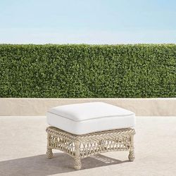 Hampton Ottoman in Ivory Wicker - Standard, Resort Stripe Leaf - Frontgate