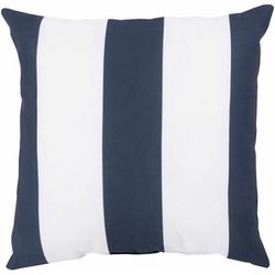 Mauricie 20" Square Coastal Pillow plush stripe Dark Blue/Off White/Ink Blue/Teal Outdoor Throw Pillow - Boutique Rugs