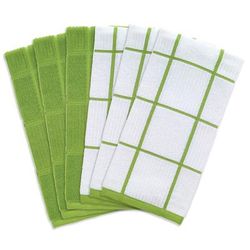 Solid And Check Parquet Kitchen Towel, Six Pack by T-fal in Green