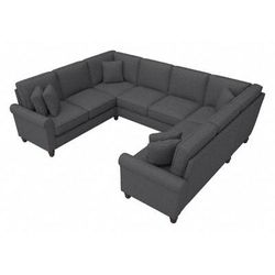 Bush Furniture Hudson 113W U Shaped Sectional Couch in Charcoal Gray Herringbone - Bush Furniture HDY112BCGH-03K
