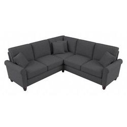 Bush Furniture Hudson 87W L Shaped Sectional Couch in Charcoal Gray Herringbone - Bush Furniture HDY86BCGH-03K