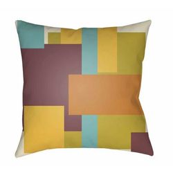 Salluit 18" Square Modern Pillow plush Aqua/Burnt Orange/Plum/Saffron/Yellow/Mustard Outdoor Throw Pillow - Boutique Rugs