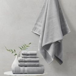 Beautyrest 100% Cotton Feather Soft Towel 6PC Set in Grey - Olliix BR73-2439