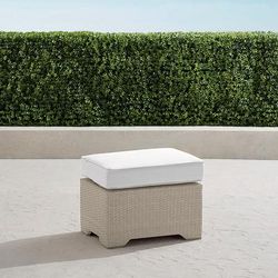 Small Palermo Ottoman in Dove Wicker - Standard, Paloma Medallion Indigo - Frontgate