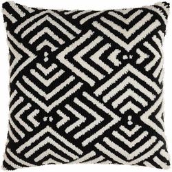 Calomboyan 20" Square Pillow Moroccan Plush Black/Ivory/Wheat Throw Pillow - Boutique Rugs