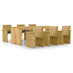 vidaXL Set Pranzo da Giardino 7pz con Cuscini Legno di Pino Impregnato