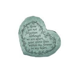 Gone Yet Not Forgotten Heart Garden Memorial Accent Stone by Kay Berry in Grey