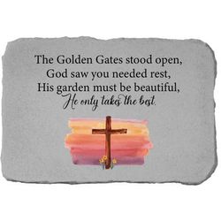 The Golden Gate Cross Garden Memorial Accent Stone by Kay Berry in Grey
