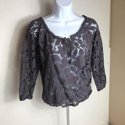 American Eagle Outfitters Tops | American Eagle Floral Lace 3/4 Sleeve Womens Shirt | Color: Gray/Purple | Size: S