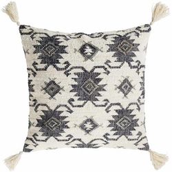 Shepherd 20" Square Jute Black/Charcoal/Ivory Floor Pillow - Boutique Rugs