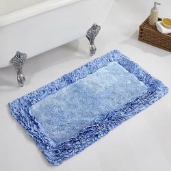 Shaggy Border Bath Rug Mat, 24" X 40" by Better Trends in Blue