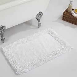 Shaggy Border Bath Rug Mat, 21" X 34" by Better Trends in White