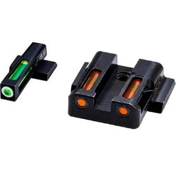 HiViz LiteWave H3 Tritium Litepipe Pistol Day and Night Sight Set Green/orange litepipes w/white front ring MPSN421