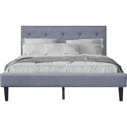 Monticello Platform Bed, Queen, Gray by Camden Isle in Grey (Size KING)