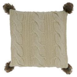 Cable Knit Pom Pom Poly-Filled Throw Pillow - Saro Lifestyle 1840.W18SP