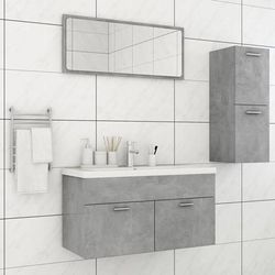 vidaXL Set Mobili da Bagno Grigio Cemento in Truciolato