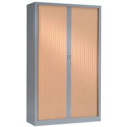 Armoire Haute 120x198 Cm Corps Aluminium 9006 Rideaux Hêtre - Vinco