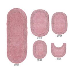 Double Ruffle 5 Piece Set Bath Rug Collection by Home Weavers Inc in Pink