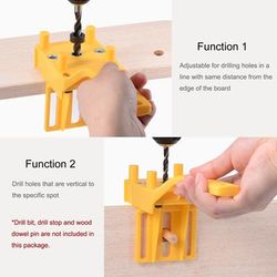 Handheld Wood Doweling Jig, 6mm 8mm 10mm Drilling Dowel Guide Tool Yellow