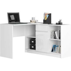 Akord - Ensemble d' angle bureau B17 avec commode Blanc 120 cm 1 porte 1 tiroir façade Blanche