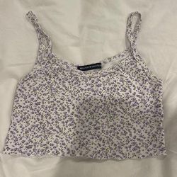 Brandy Melville Tops | Brandy Melville Tank Top | Color: Purple/White | Size: One Size Fits All