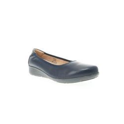 Wide Width Women's Yara Leather Slip On Flat by Propet in Navy (Size 10 W)