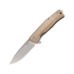 Lionsteel Myto Framelock Folding Knife 3.25" satin finish Bohler M390 stainless blade Natural micarta handle with titanium back handle MT01 CVN