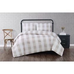 Everyday Buffalo Plaid Comforter Set by Truly Soft in Khaki White (Size TWINXL)