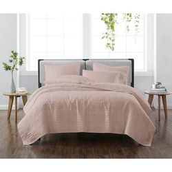 Heritage Solid Quilt Set by Cannon in Blush (Size FL/QUE)