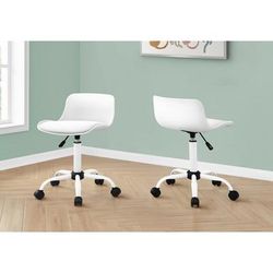 Office Chair / Adjustable Height / Swivel / Ergonomic / Computer Desk / Work / Juvenile / Metal / Pu Leather Look / White / Contemporary / Modern - Monarch Specialties I 7463