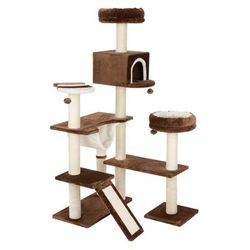 Dark Brown Gingerbread House Cat Tree with Ladder