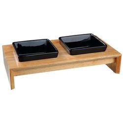 Trixie Ceramic & Wood Feeding Bowl Set 2x0.4l
