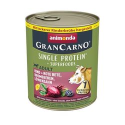 6x800g Superfoods Animonda Gran Carno Wet Dog Food | Beef, Beetroot, Blackberries & Dandelion