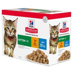 12x85g Favorite Selection Kitten Pouches Hill's Science Plan Wet Food