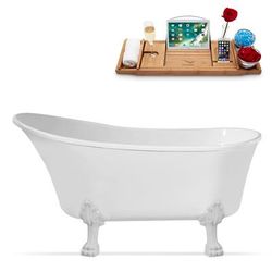 "55" Streamline N346WH-IN-BL Clawfoot Tub and Tray With Internal Drain - Streamline N346WH-IN-BL"