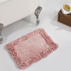 Shaggy Border Bath Rug Mat, 17" X 24" by Better Trends in Pink