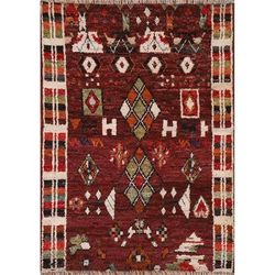 Burgundy Tribal Moroccan Home Decor Area Rug Hand-knotted Wool Carpet - 4'3" x 5'10"