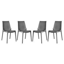 LeisureMod Kent Outdoor Dining Chair, Set of 4 in Grey - Leisuremod KC19GR4