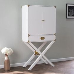 Campaign Tall Bar Cabinet W Storage by SEI Furniture in White
