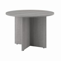 Bush Business Furniture 42W Round Conference Table with Wood Base in Platinum Gray - Bush Business Furniture 99TB42RPG