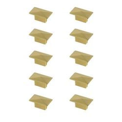 "Perry 2" Brushed Gold Rectangle Knob Multipack (Set of 10) - Elegant Lighting KB2026-GD-10PK"