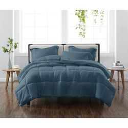 Heritage Solid Comforter Set by Cannon in Dark Blue (Size KING)