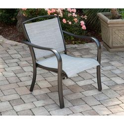 "Foxhill 3-Piece Commercial-Grade Patio Seating Set with 2 Sling Lounge Chairs and a 22" Square Slat-Top Side Table - Hanover FOXHILL3PC-GRY"